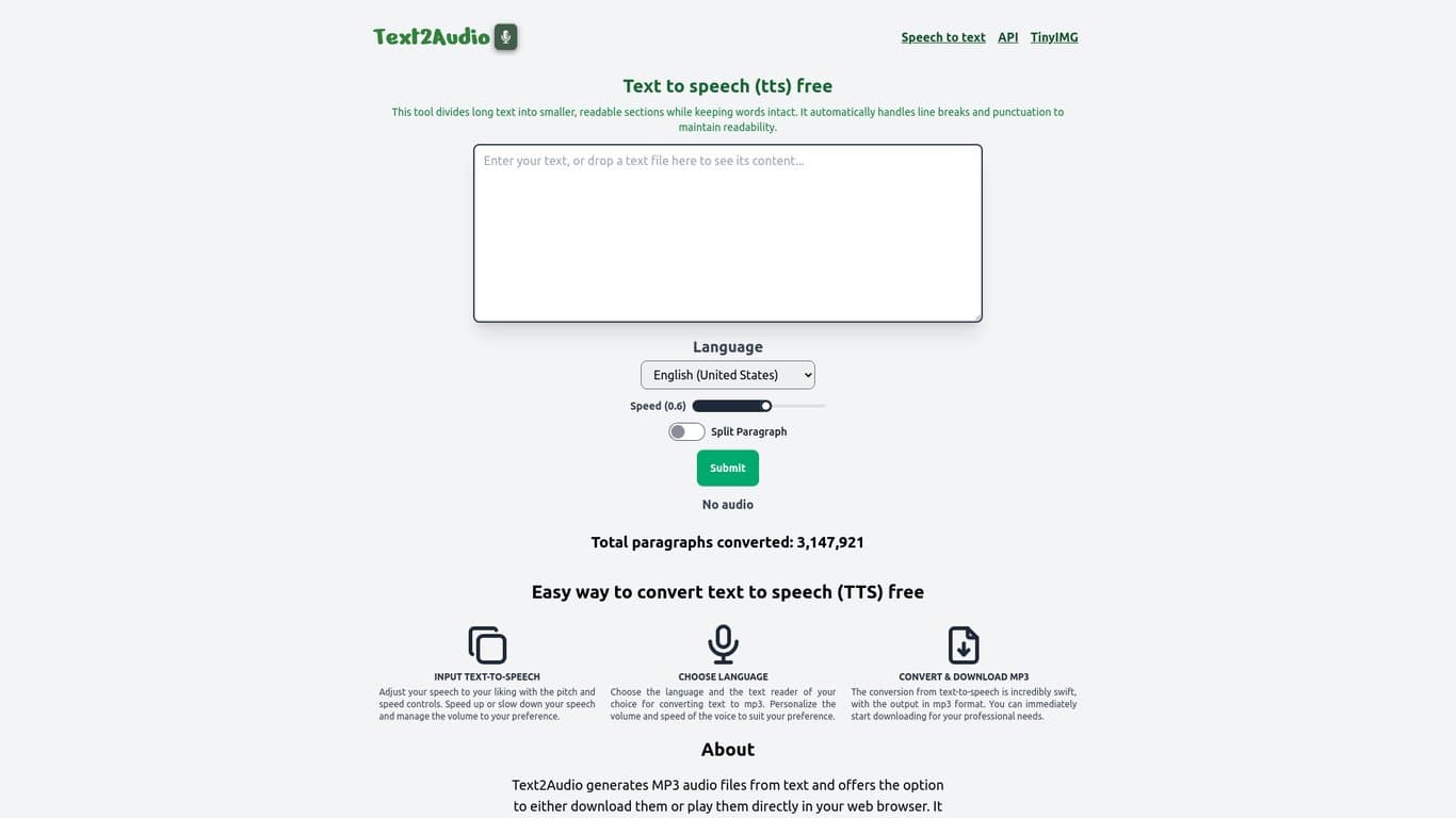 Text2Audio screenshot