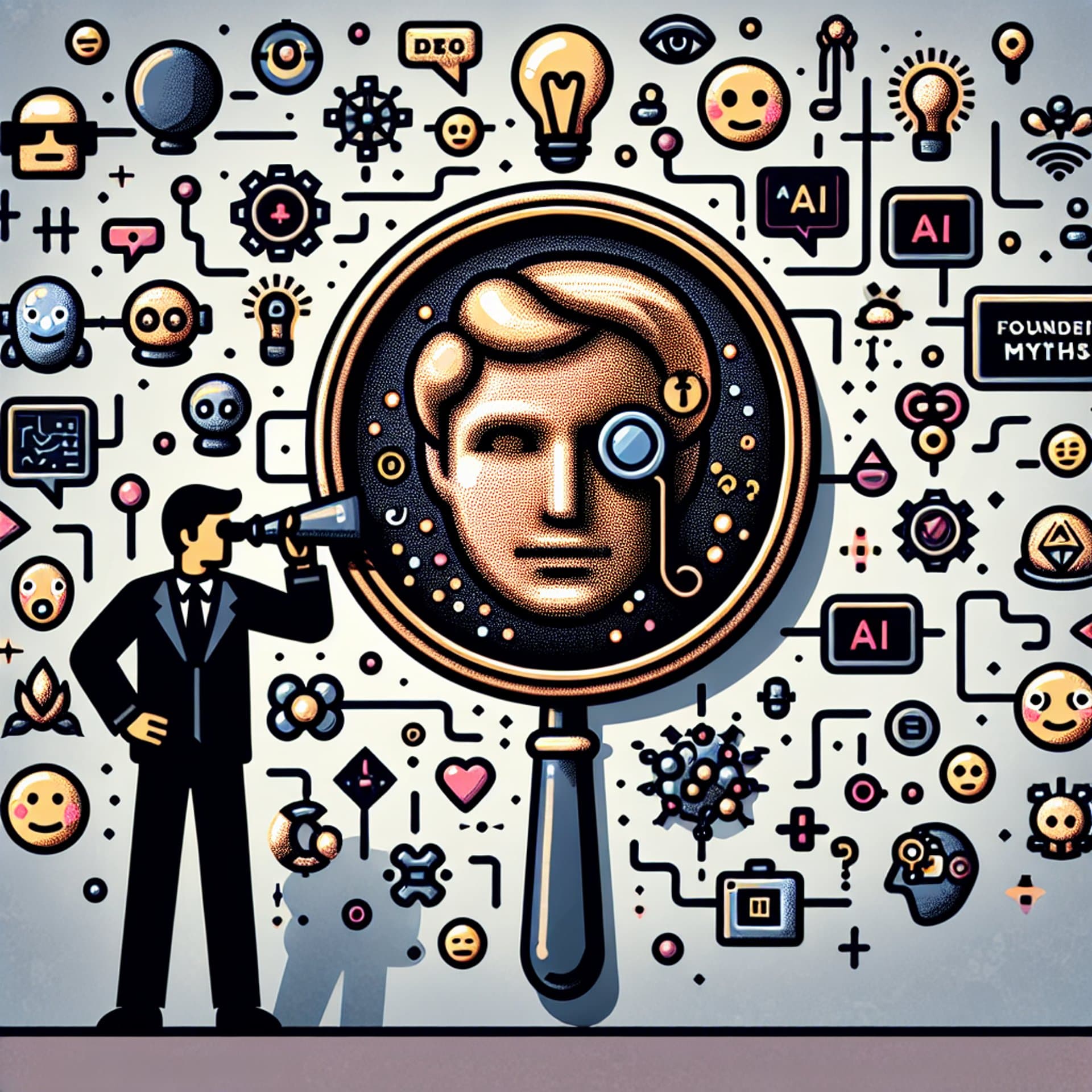 Emoji Spiegel: Aravind Srinivas Challenges AI Founder Myths with a Monocle!