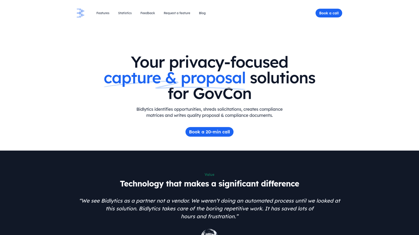 Bidlytics screenshot