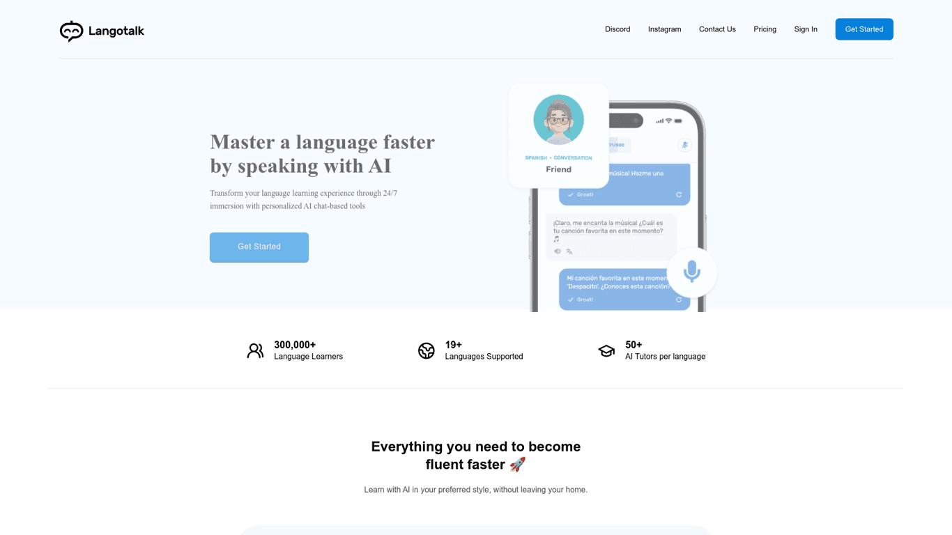 Langotalk screenshot