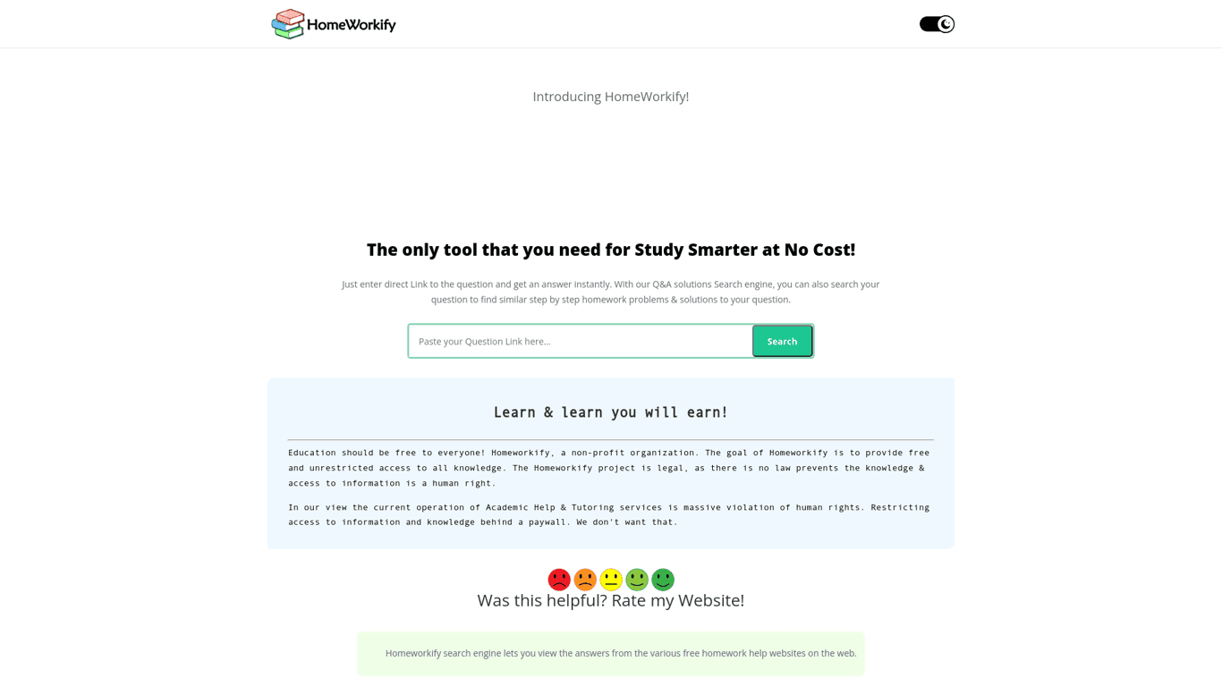 Homeworkify 2024 screenshot