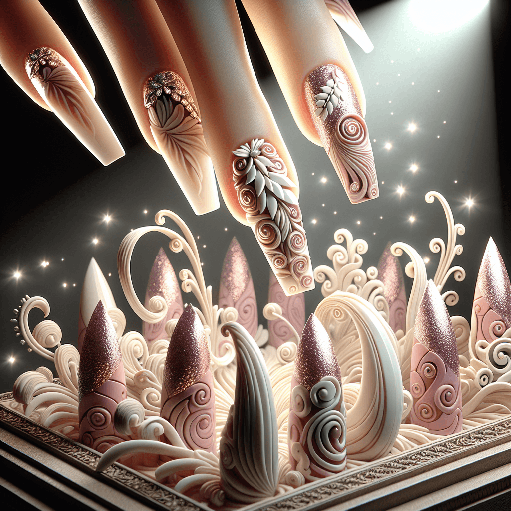 Swirl into Elegance: Pink and White Nail Art Takes the Spotlight