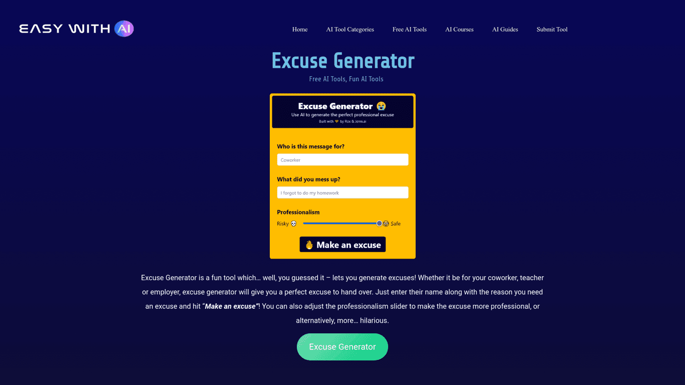 Excuse Generator screenshot