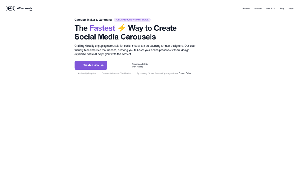 aiCarousels.com screenshot