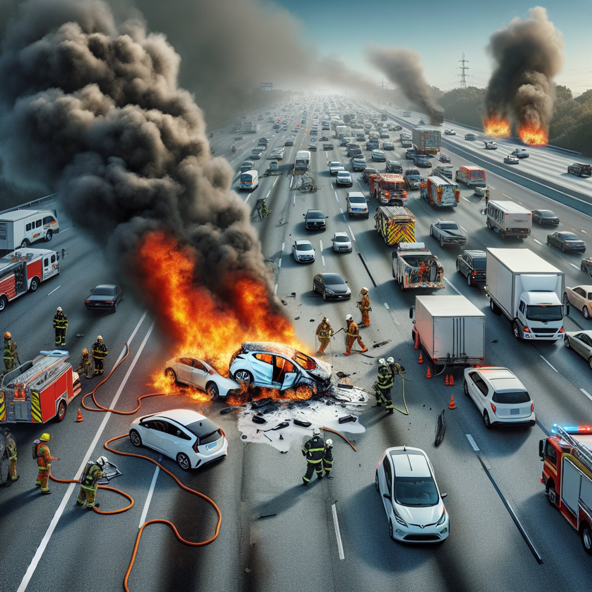 Chaos on A1(M): Tesla Crash Causes Massive Fire and Motorway Shutdown