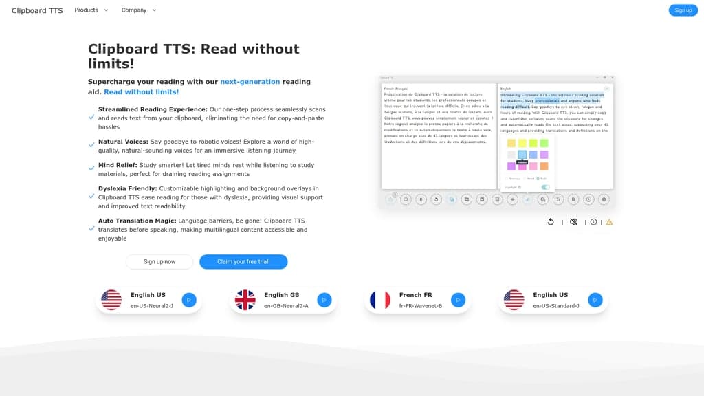 Clipboard TTS screenshot