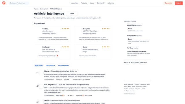 Thumbnail image for Product Hunt AI Tools