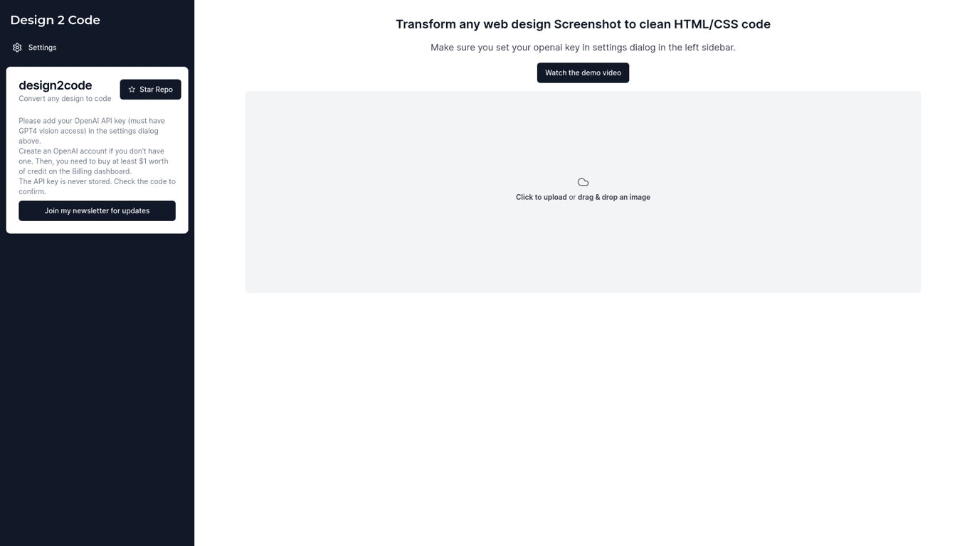 Design2code screenshot