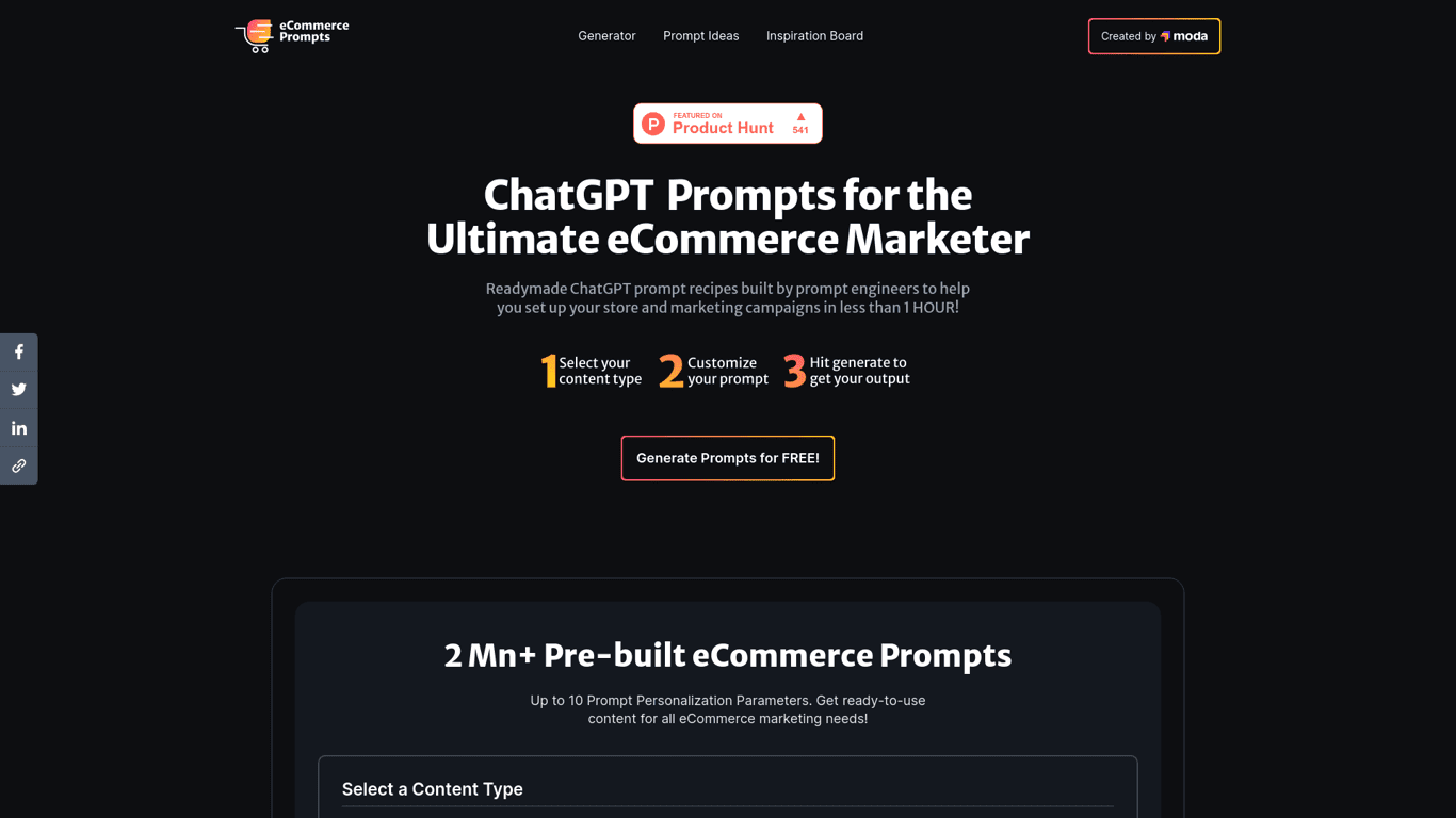eCommerce ChatGPT Prompts screenshot
