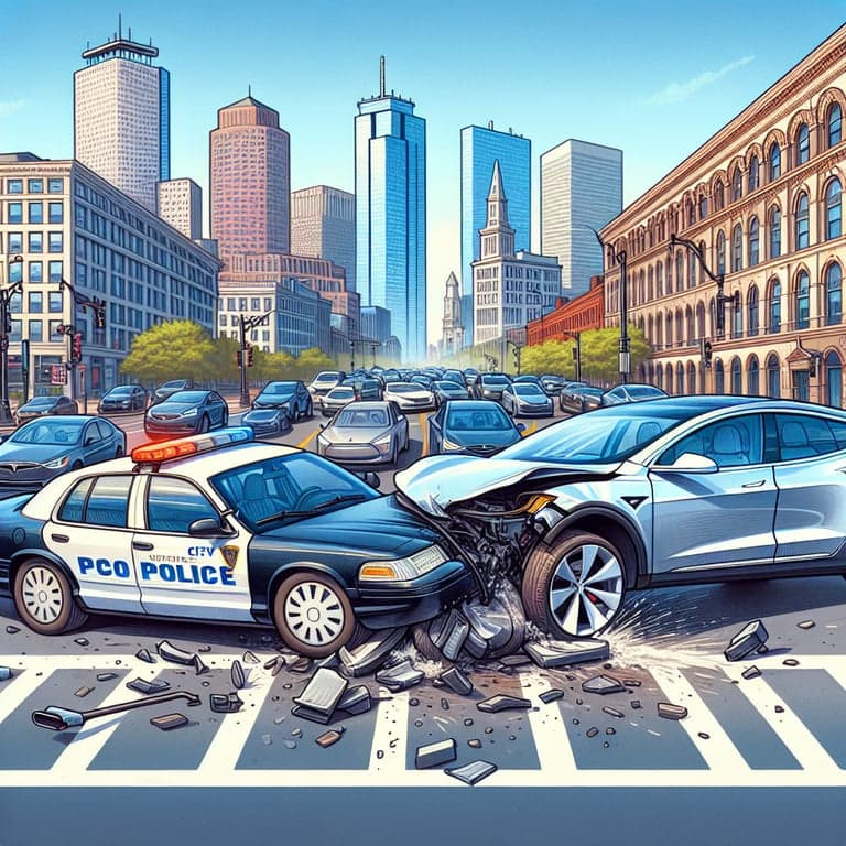 Boston Police Cruiser and Tesla Collide, Disrupt Comm Ave Traffic