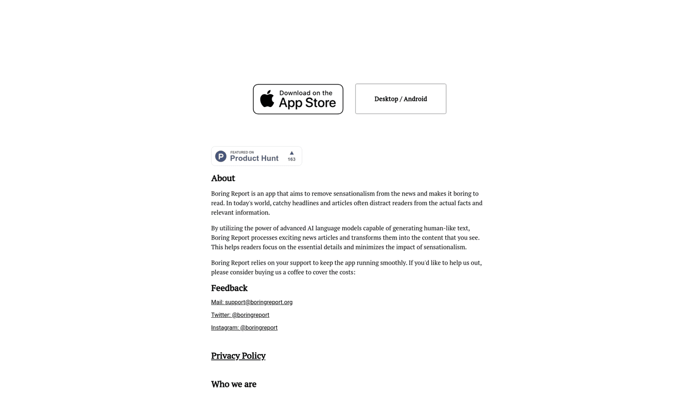 Boring Report screenshot