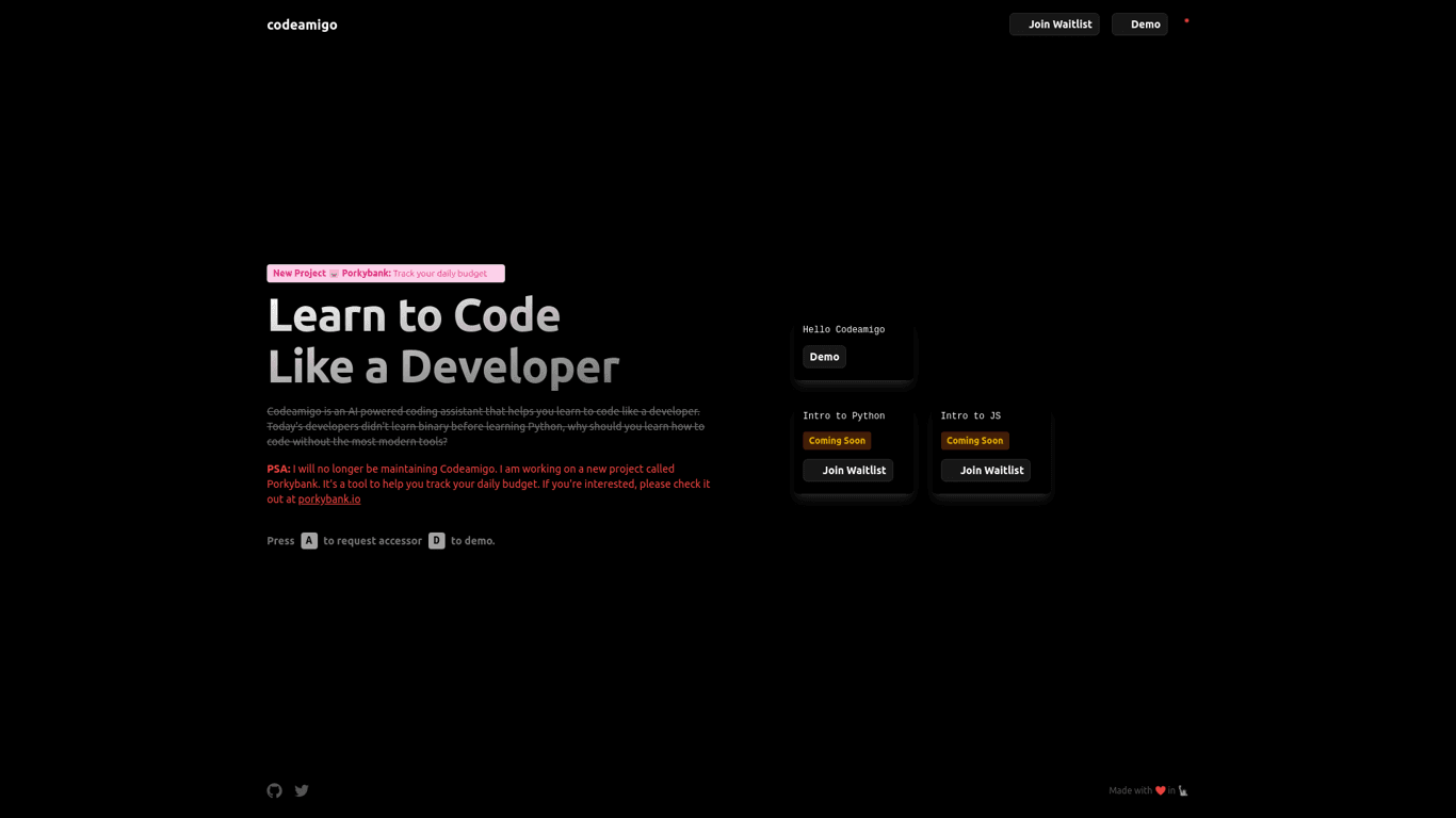 Codeamigo screenshot