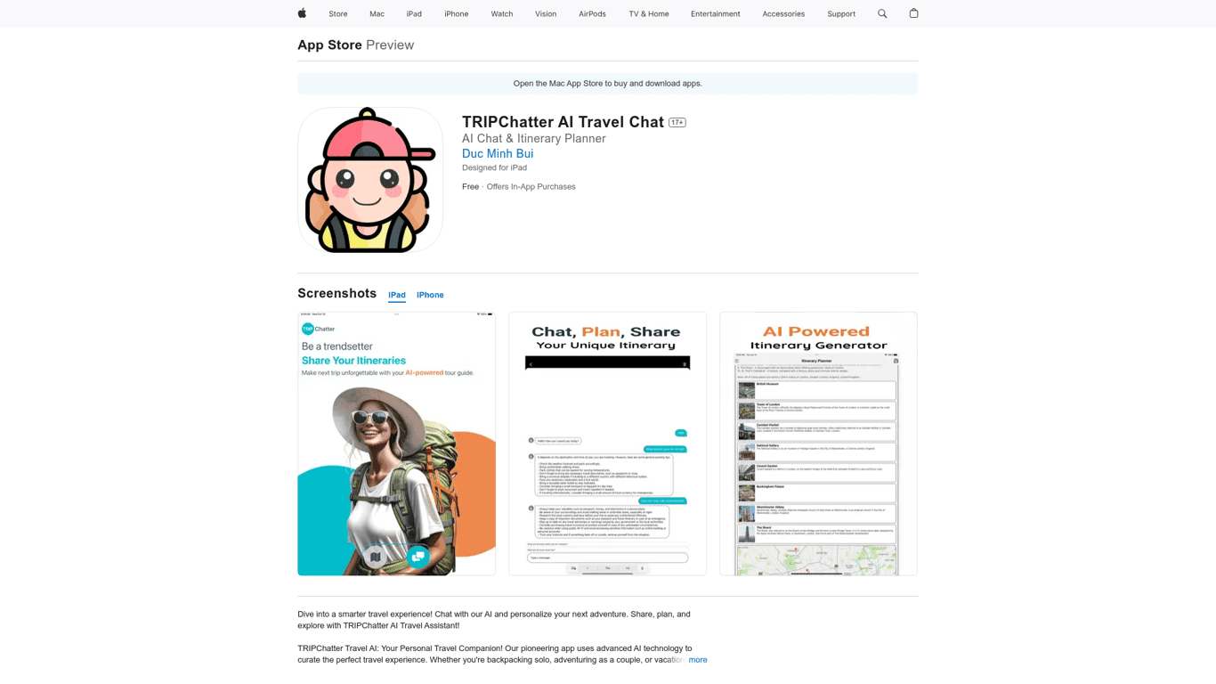 AI Chat Travel Assistant screenshot