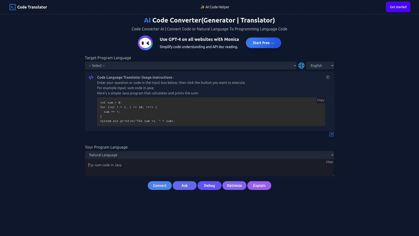 AI Code Converter screenshot