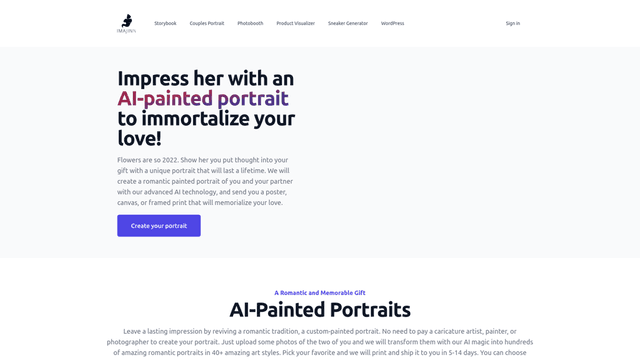 Thumbnail image for AI Couple Portrait Canvas by Imajinn AI