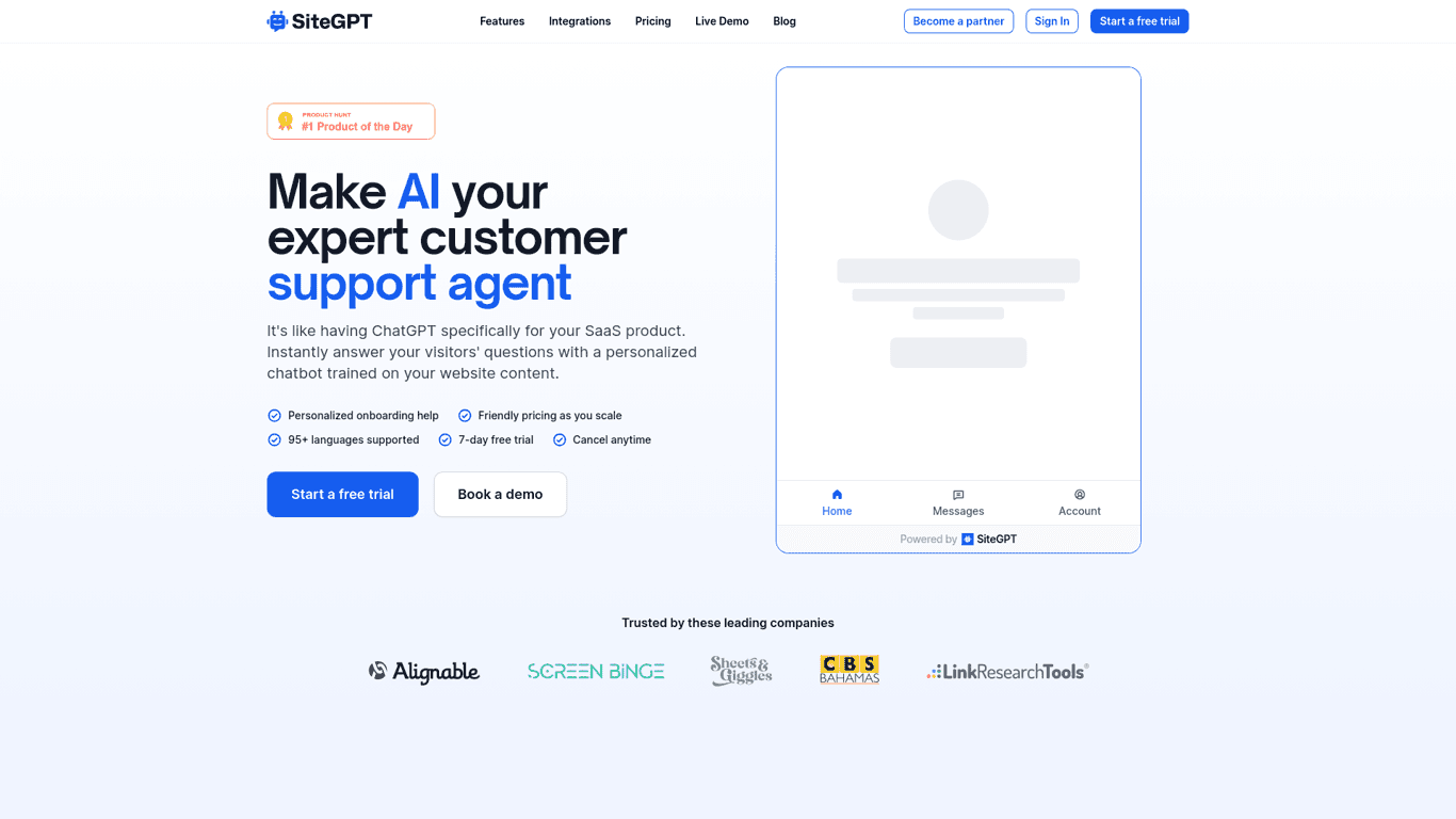 SiteGPT screenshot