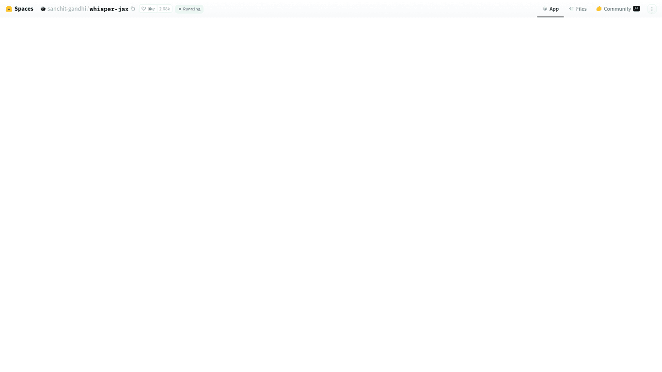 Whisper JAX screenshot