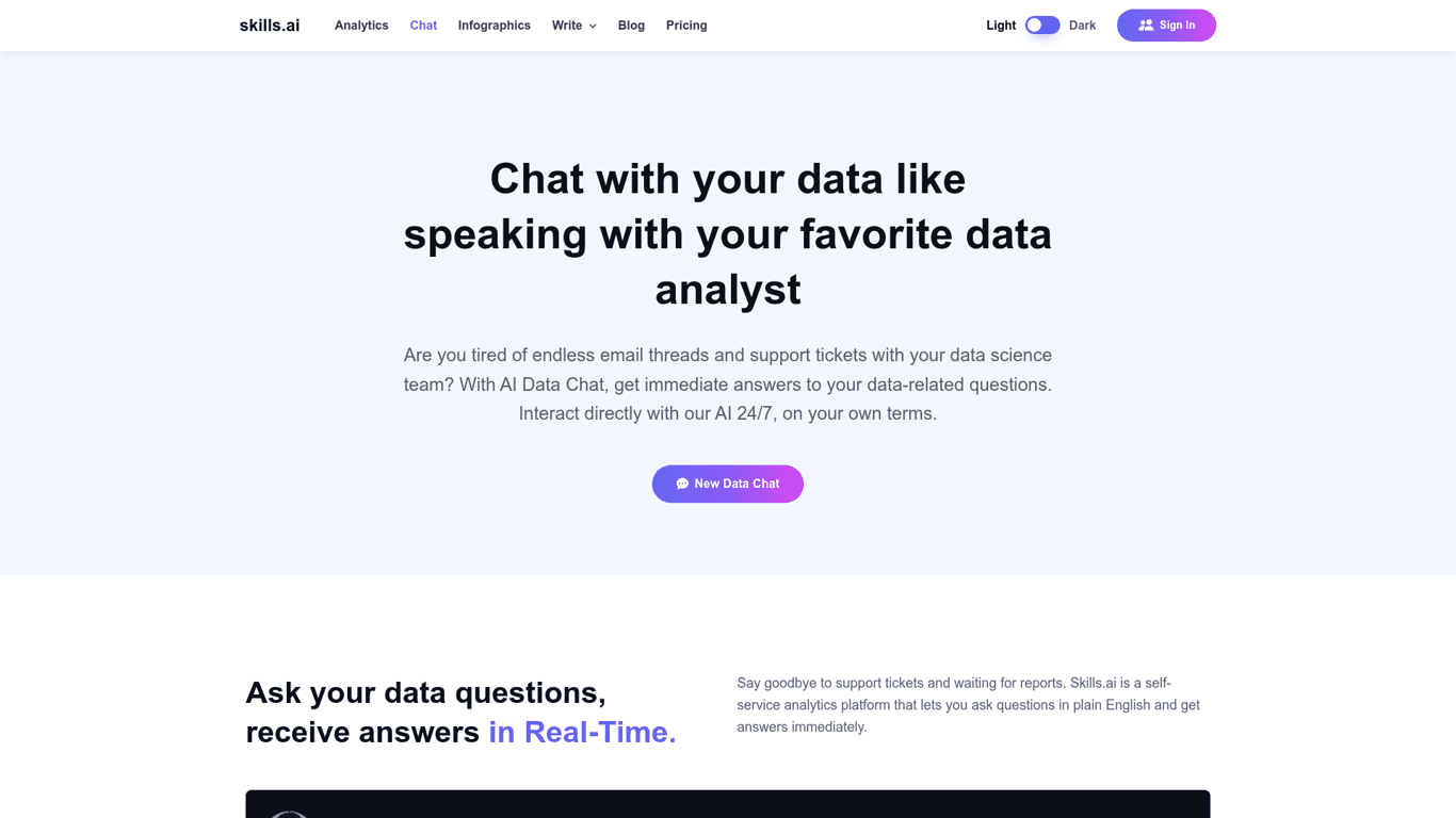 AI copilot for Your Data Analytics | skills.ai screenshot