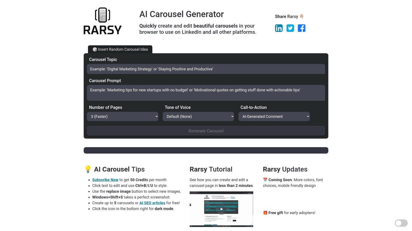 AI Carousel Generator - Rarsy screenshot
