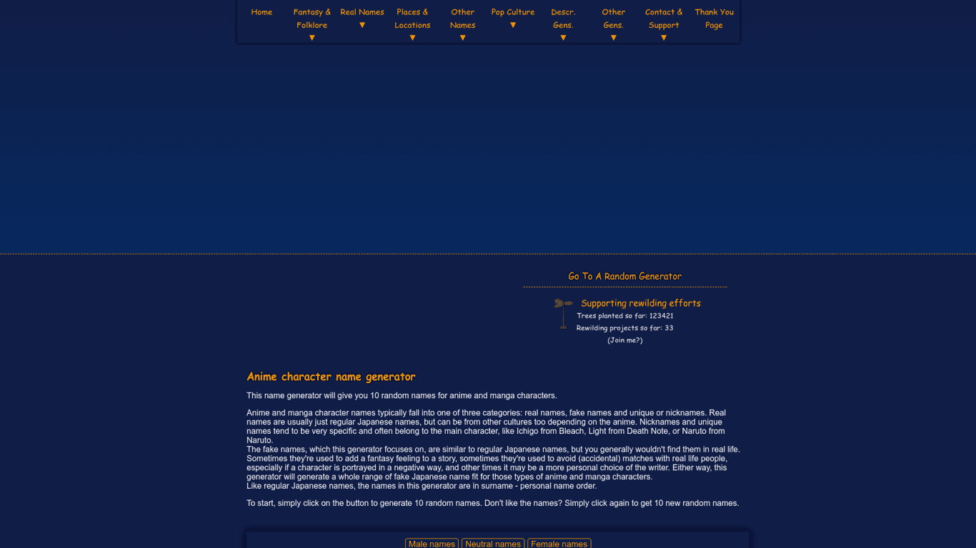Anime Character Name Generator | Fantasy Name Generators screenshot