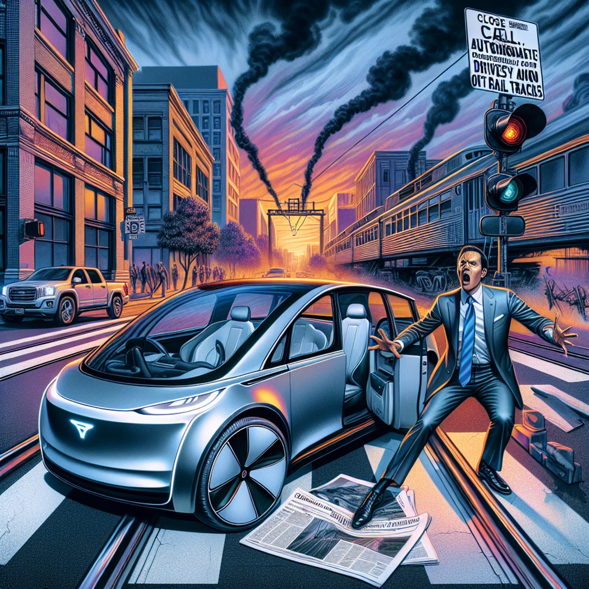 Tesla's FSD Feature Leads Vehicle Onto Rail Tracks - Tech CEO's Close Call