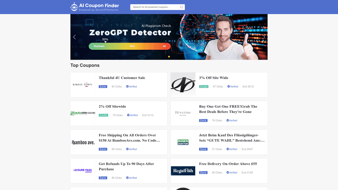 ZeroGPT Detector screenshot