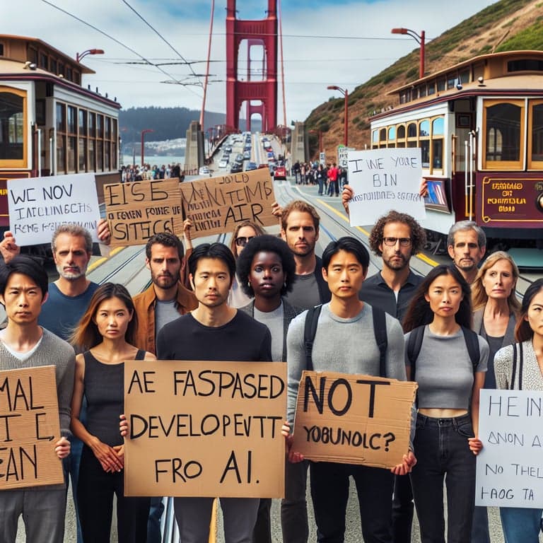 San Francisco Protesters Demand a Pause in the AI Race!
