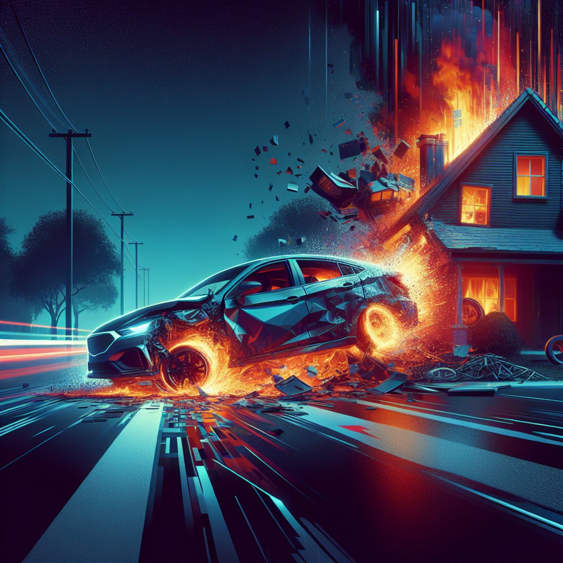 High-Speed Tragedy: Tesla Crashes into Woodridge Home, Sparks Deadly Blaze