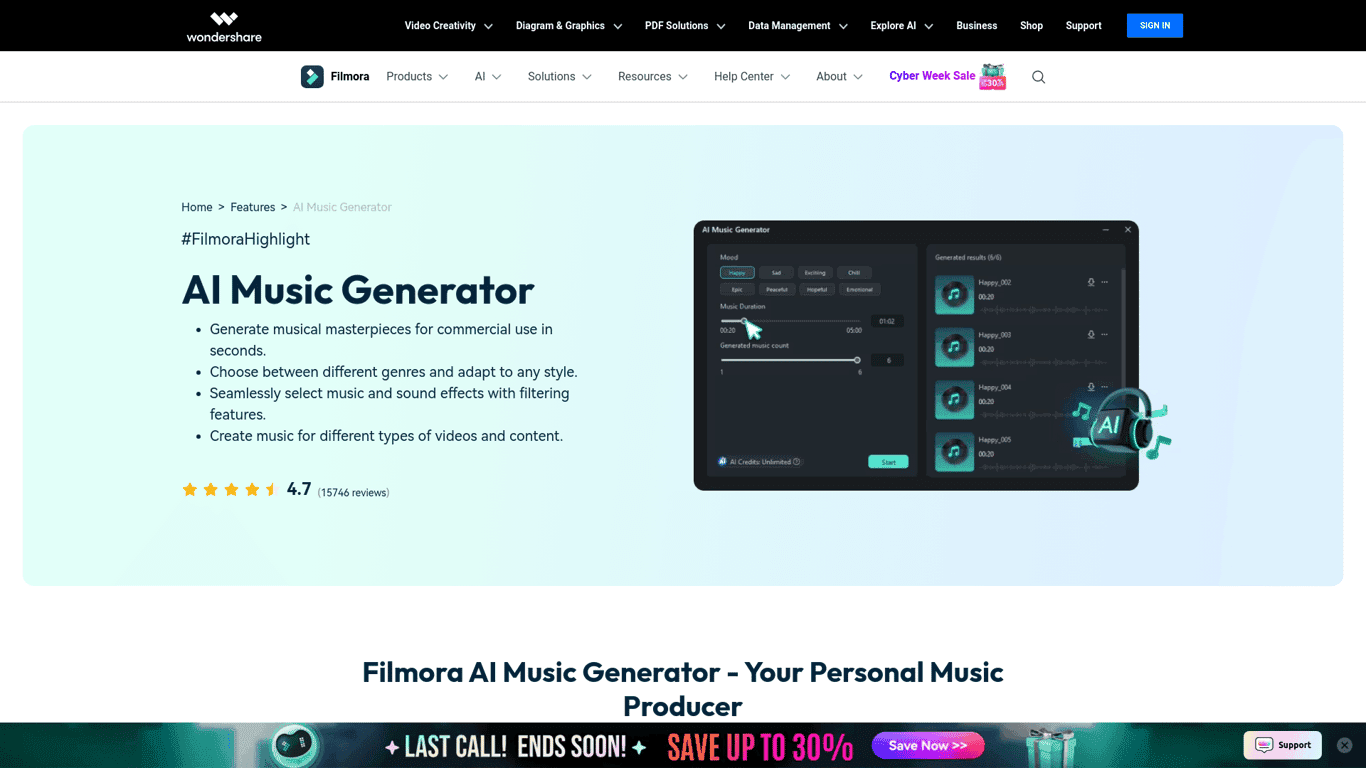 AI Music Generator - Filmora screenshot