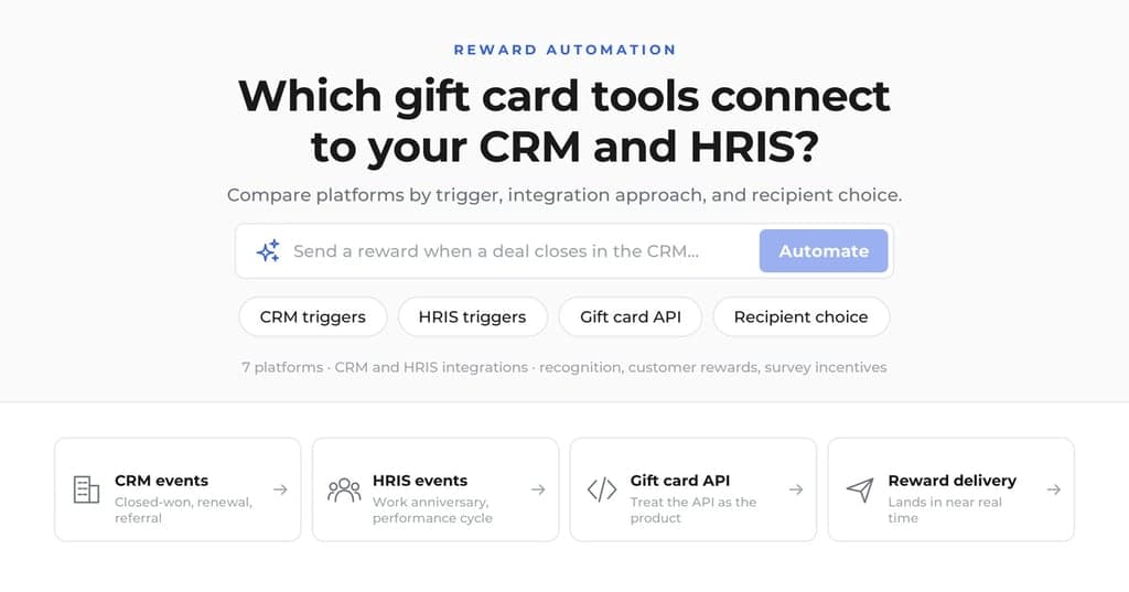Top 7 Gift Card Automation Tools That Connect to CRM and HRIS