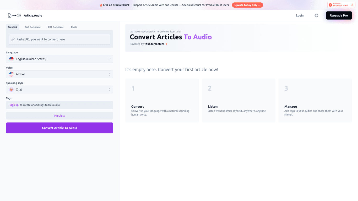 Article Audio screenshot