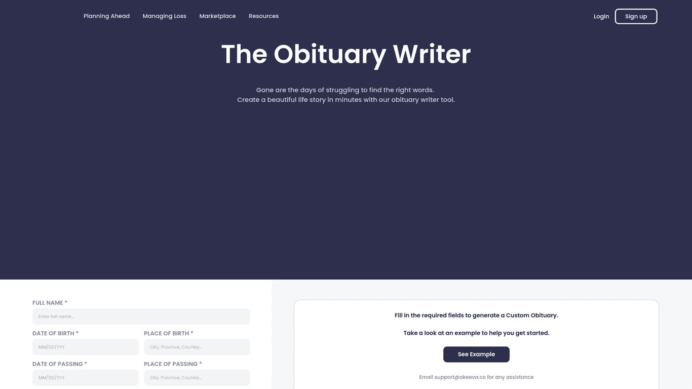 Obituary Writer screenshot