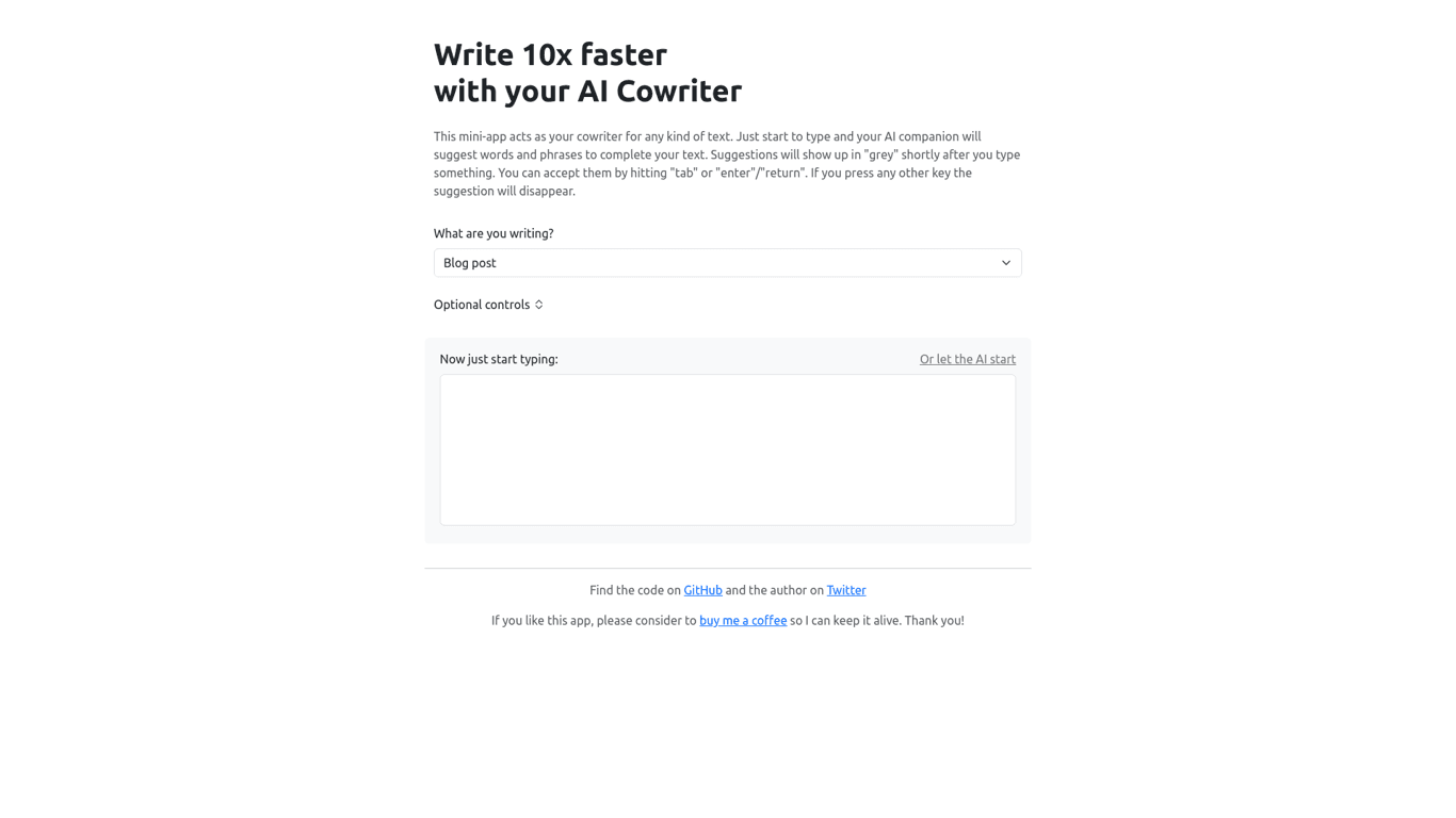 AI Cowriter screenshot