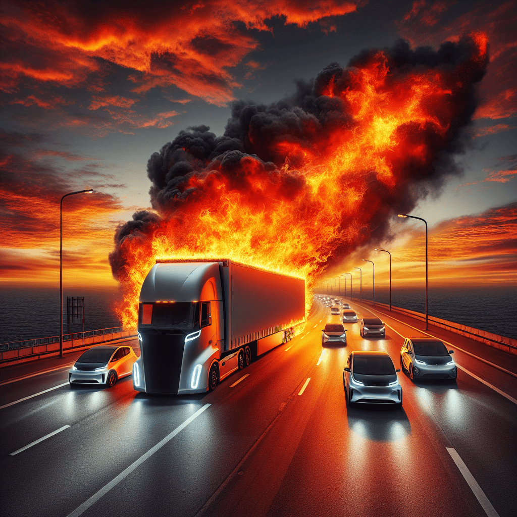 Fiery Inferno on I-5: Tesla Car Hauler Engulfed in Flames