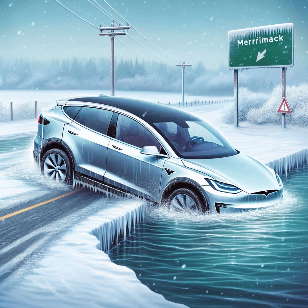 Tesla Unplugged: SUV Takes Icy Plunge into Merrimack River!